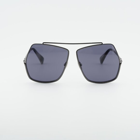 Max Mara Elsa MM0006 32N Sunglasses Shiny Gunmetal Geometric Frame, Smoke Lenses main image 9